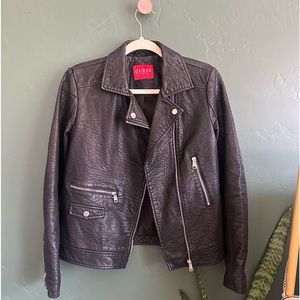 GUESS LEATHER JACKET PURPLE